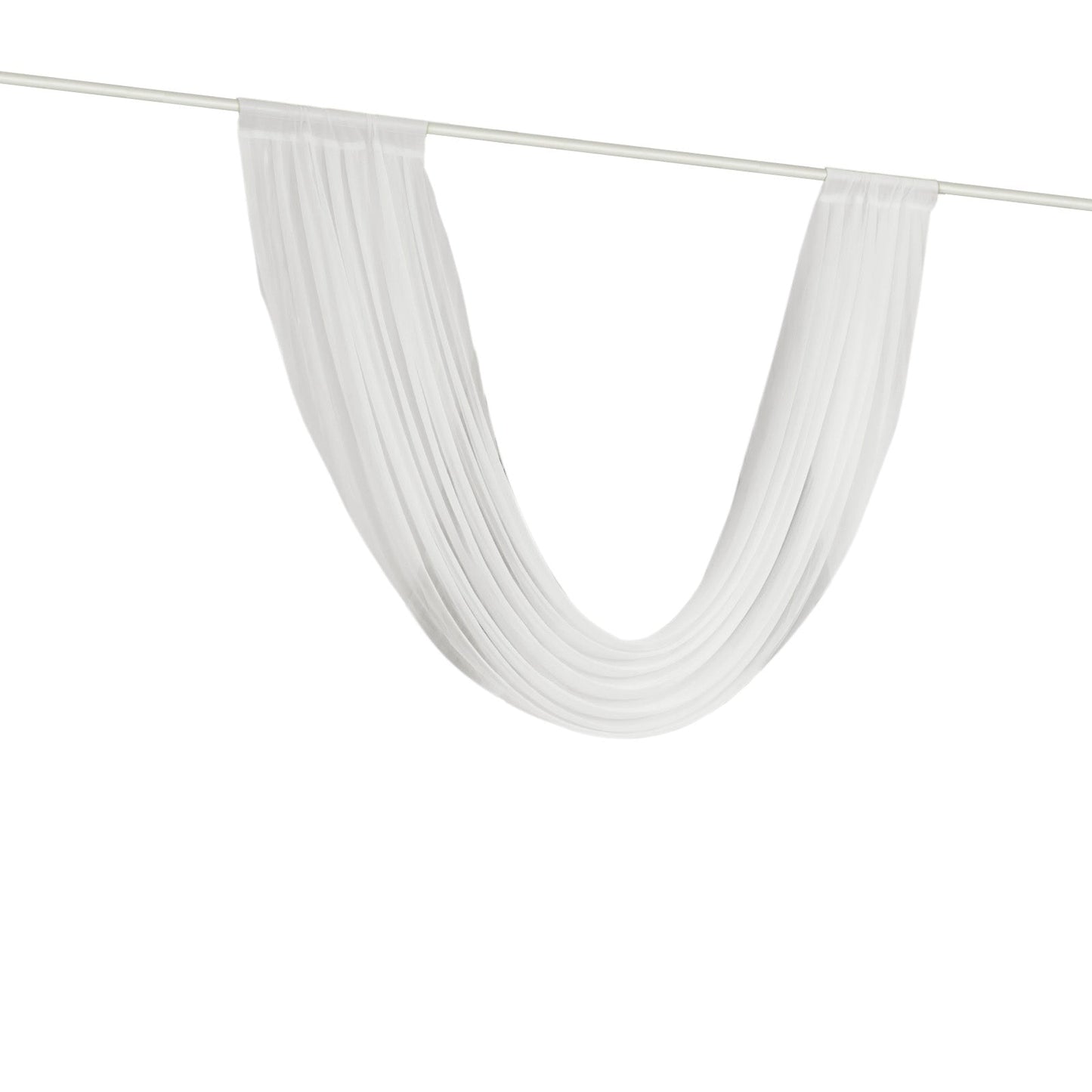 White Sheer Chiffon Valance Curtain 4ft x 6ft â€“  Wedding Arch Drape with Rod Pocket, Voile Backdrop Panel