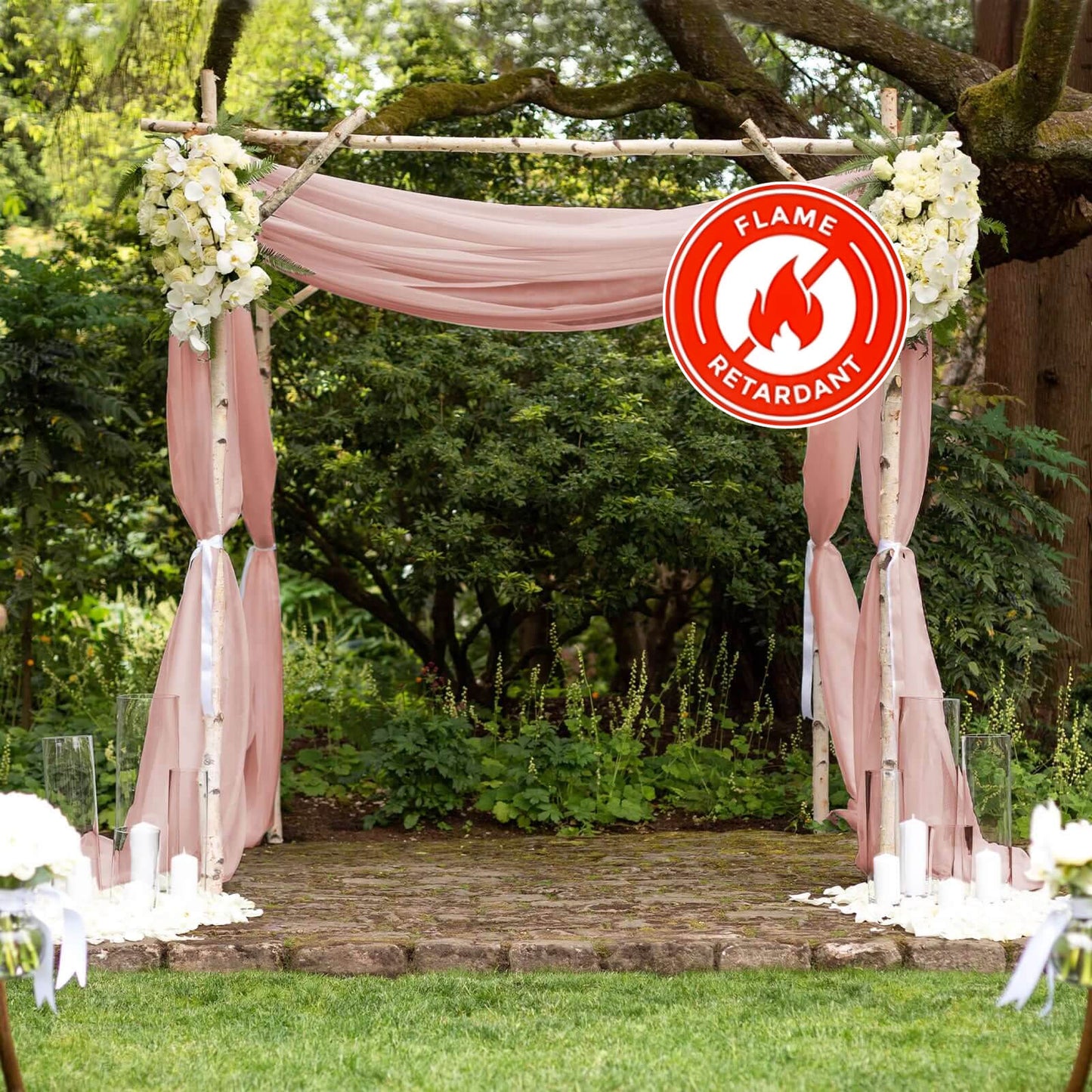 5ftx14ft Dusty Rose Chiffon Curtain Panel, Durable Flame Resistant Backdrop Ceiling Drapery With Rod Pocket