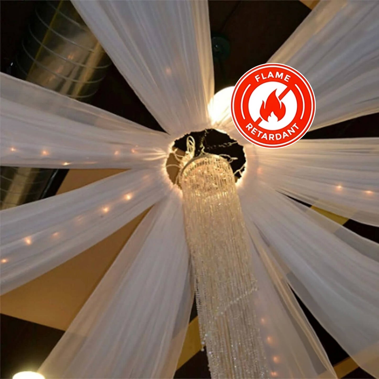 10ftx20ft White Sheer Durable Flame Resistant Ceiling Drape Curtain Panels