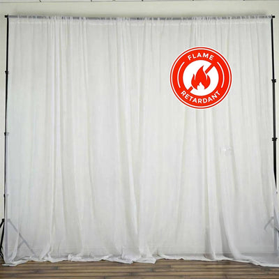 2 Pack White Sheer Chiffon Event Curtain Drapes, Durable Flame Resistant Organza Backdrop Event Panels With Rod Pockets - 10ftx10ft