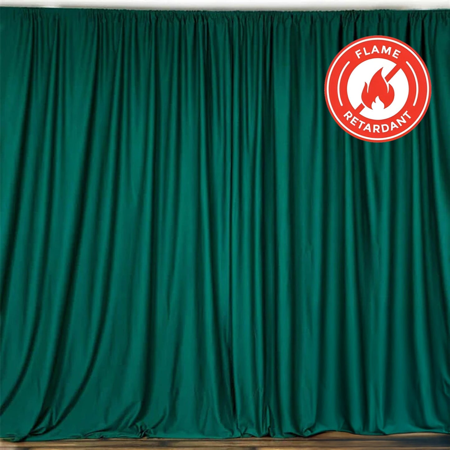 2 Pack Hunter Emerald Green Scuba Polyester Event Curtain Drapes, Durable Flame Resistant Backdrop Event Panels Wrinkle Free with Rod Pockets - 10ftx10ft