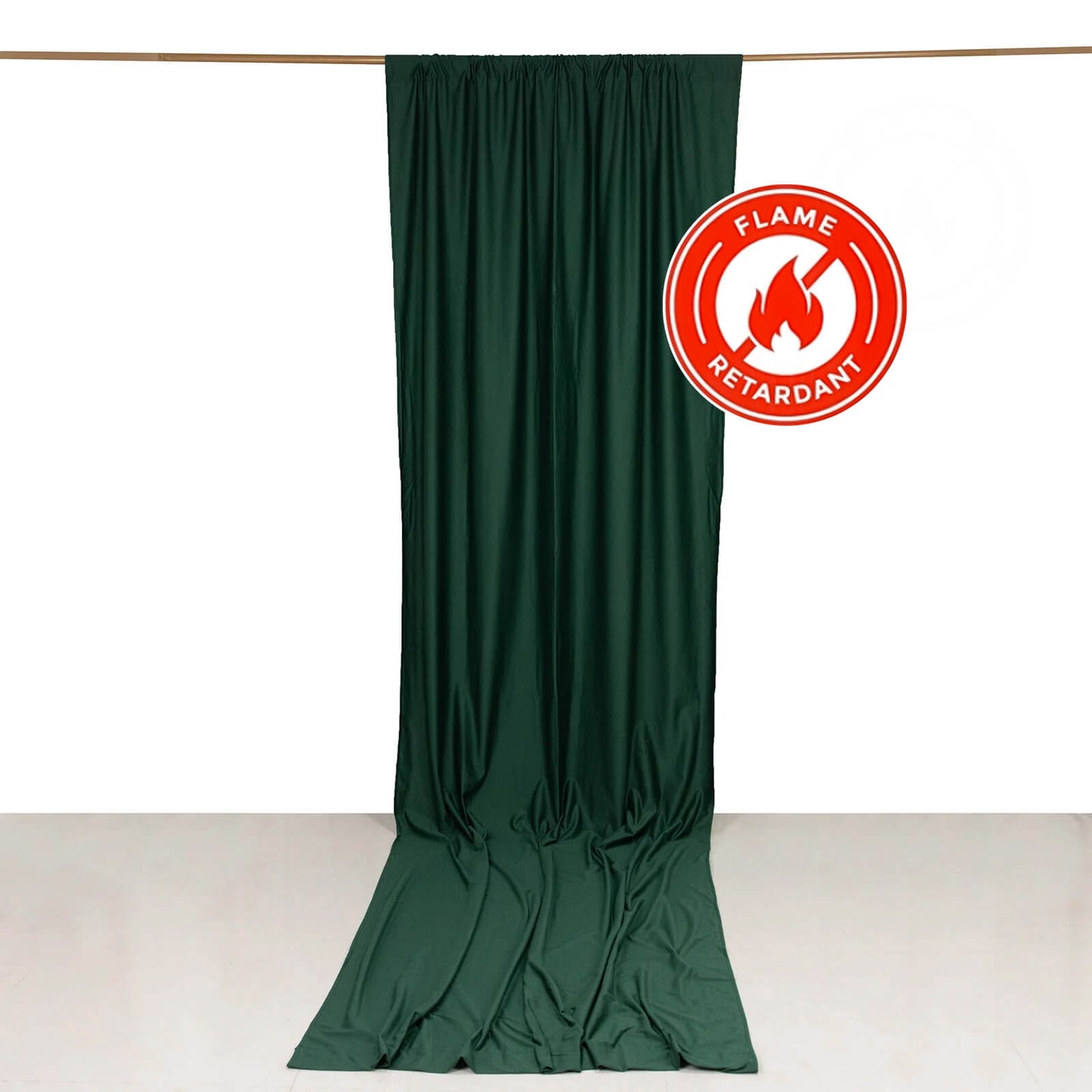 Hunter Emerald Green Scuba Polyester Event Curtain Drapes, Durable Flame Resistant Backdrop Event Panel Wrinkle Free with Rod Pockets - 5ftx14ft