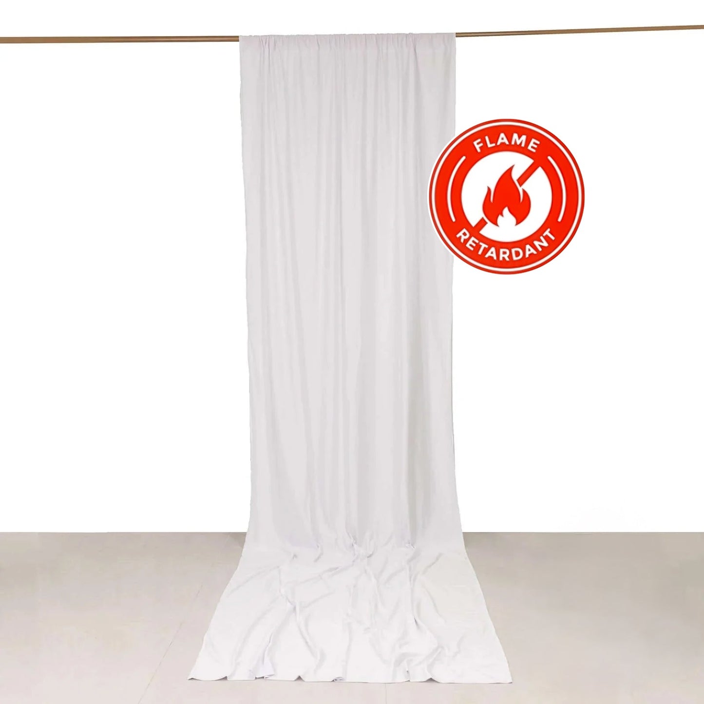 White Scuba Polyester Event Curtain Drapes, Durable Flame Resistant Backdrop Event Panel Wrinkle Free with Rod Pockets - 5ftx14ft