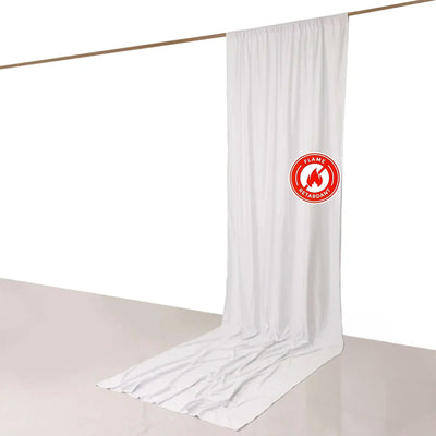 White Scuba Polyester Event Curtain Drapes, Durable Flame Resistant Backdrop Event Panel Wrinkle Free with Rod Pockets - 5ftx14ft
