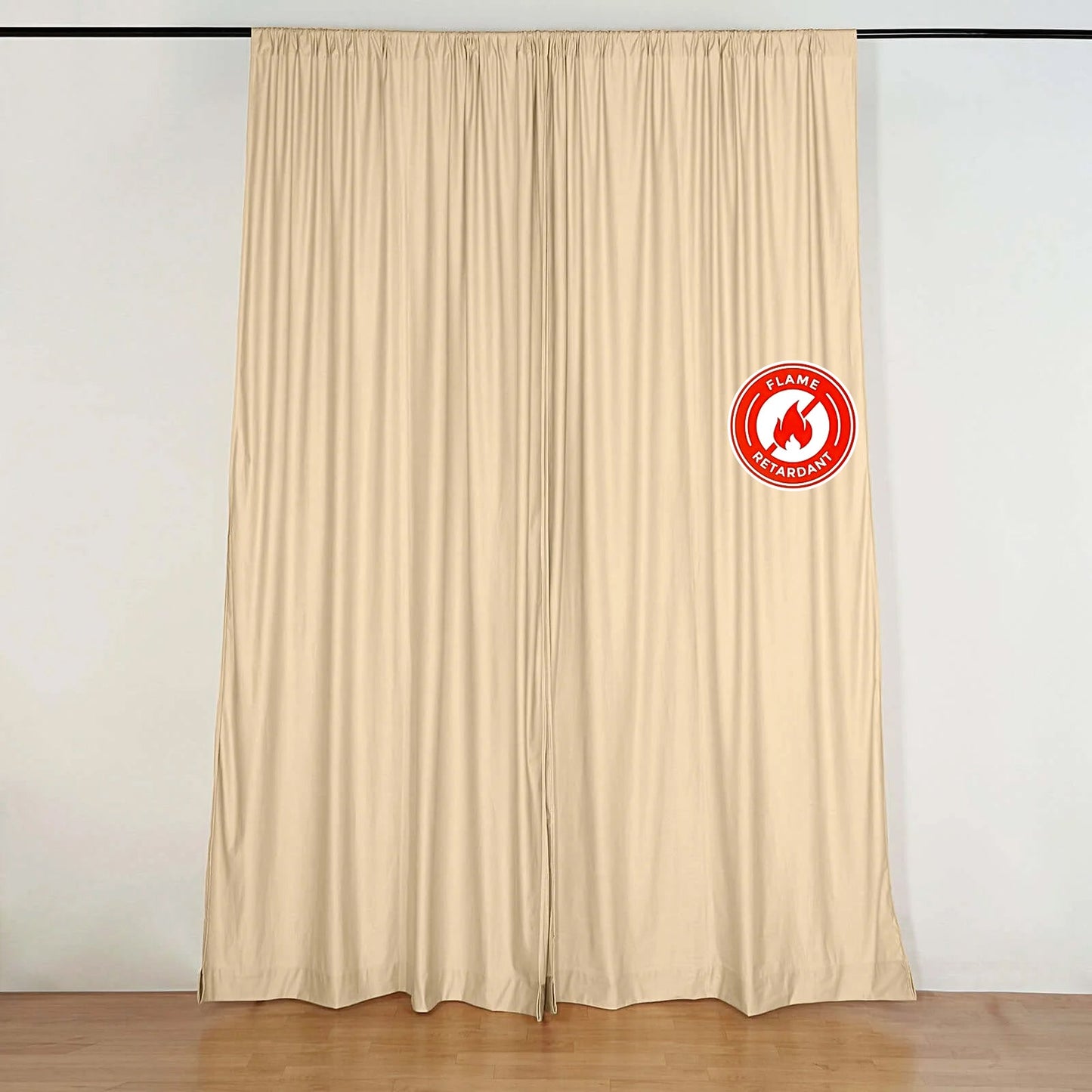 2 Pack Champagne Scuba Polyester Event Curtain Drapes, Durable Flame Resistant Backdrop Event Panels Wrinkle Free with Rod Pockets - 10ftx10ft