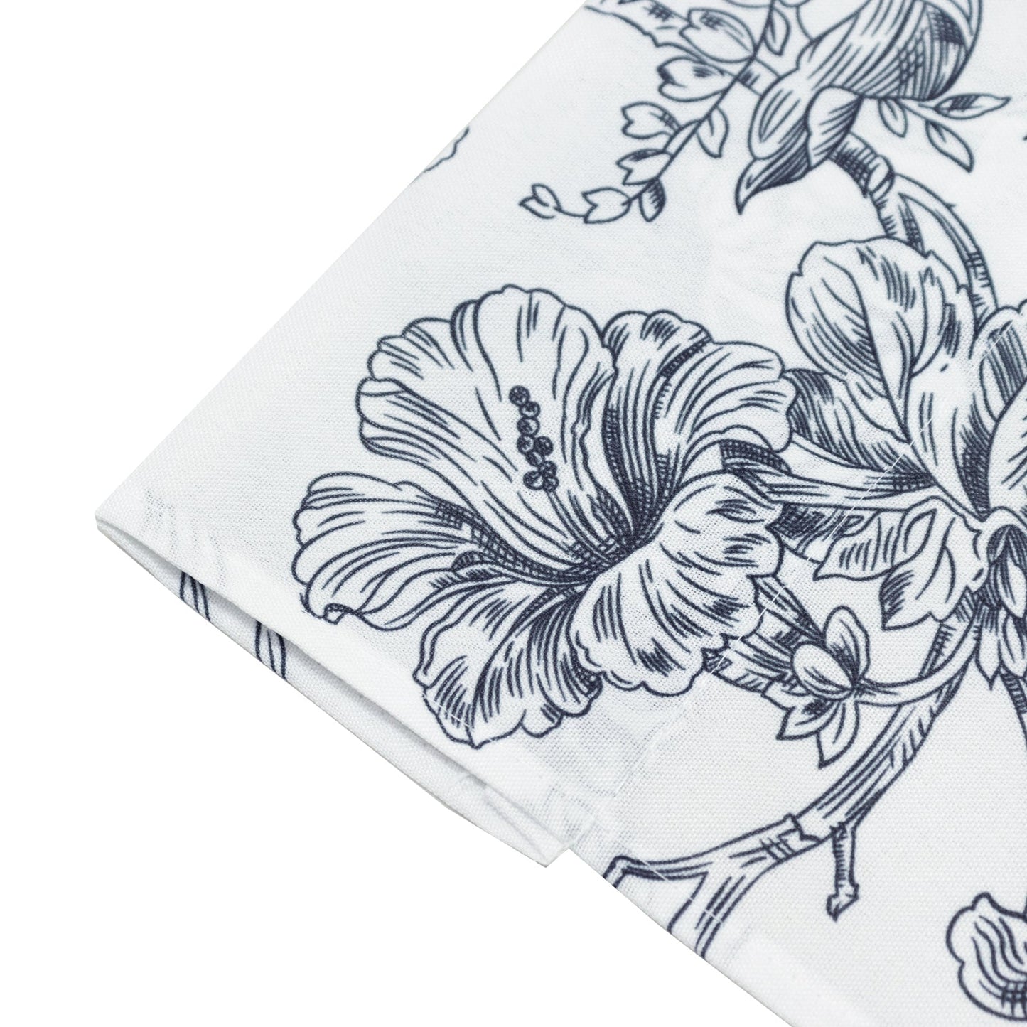 French Toile Polyester Backdrop Curtain â€“ Black Floral 5ft x 10ft Rod Pocket Drape Panel