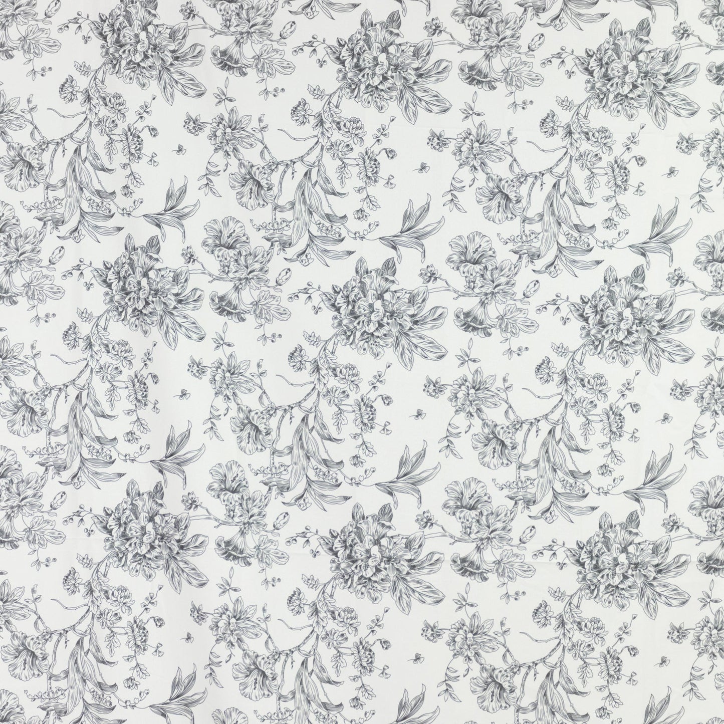 French Toile Polyester Backdrop Curtain â€“ Black Floral 5ft x 10ft Rod Pocket Drape Panel