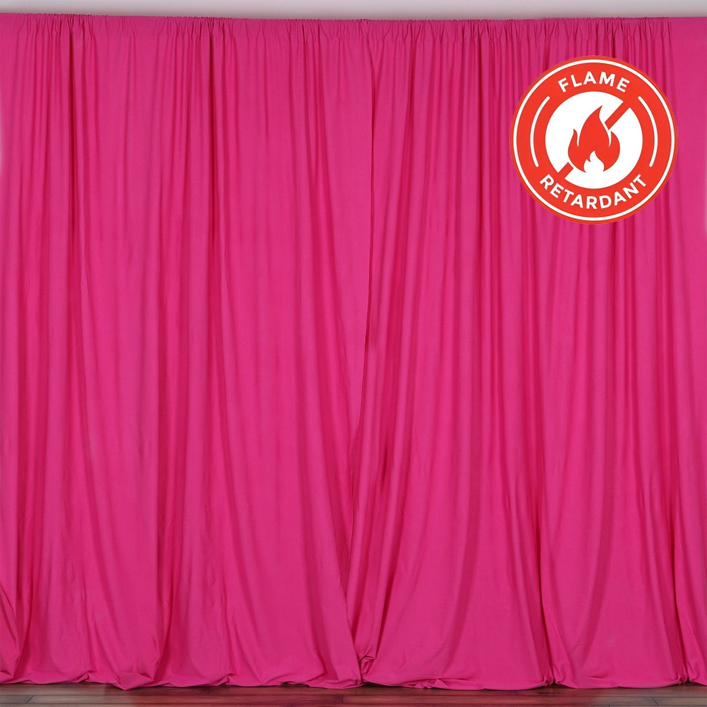 2 Pack Fuchsia Scuba Polyester Event Curtain Drapes, Durable Flame Resistant Backdrop Event Panels Wrinkle Free with Rod Pockets - 10ftx10ft