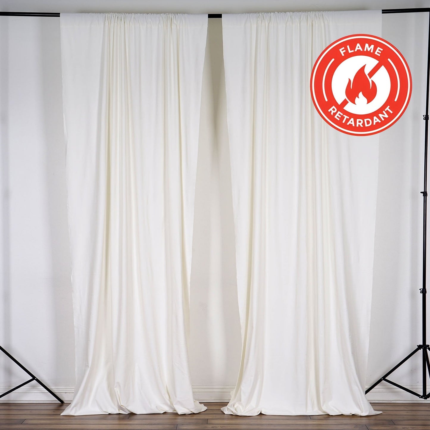 2 Pack Ivory Scuba Polyester Event Curtain Drapes, Durable Flame Resistant Backdrop Event Panels Wrinkle Free with Rod Pockets - 10ftx10ft