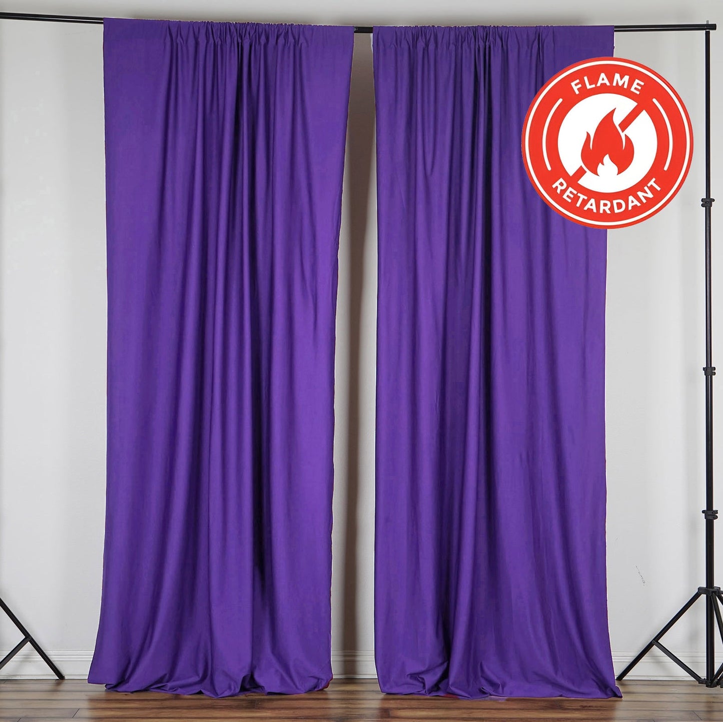 2 Pack Purple Scuba Polyester Event Curtain Drapes, Durable Flame Resistant Backdrop Event Panels Wrinkle Free with Rod Pockets - 10ftx10ft
