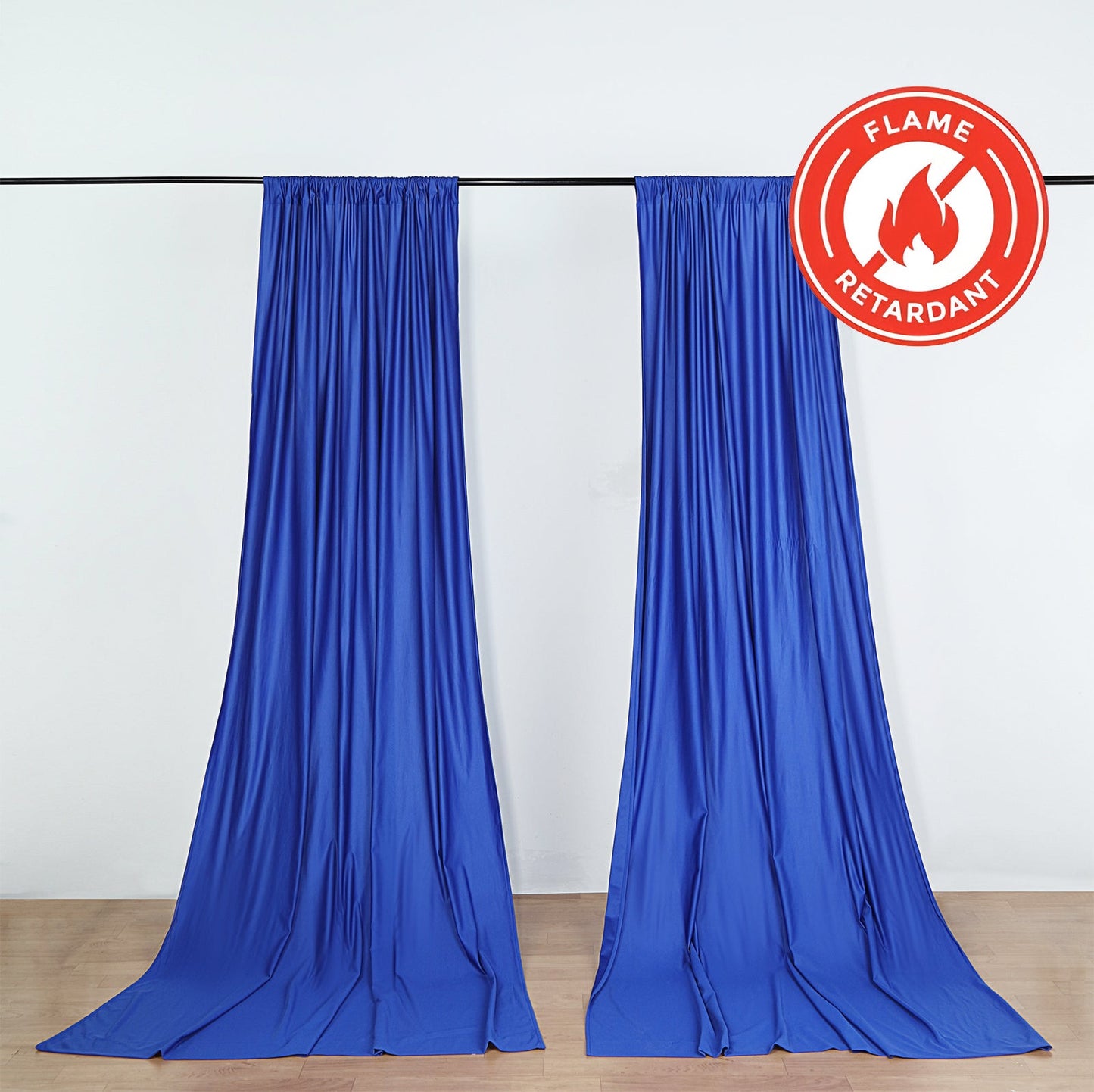 2 Pack Royal Blue Scuba Polyester Event Curtain Drapes, Durable Flame Resistant Backdrop Event Panels Wrinkle Free with Rod Pockets - 10ftx10ft