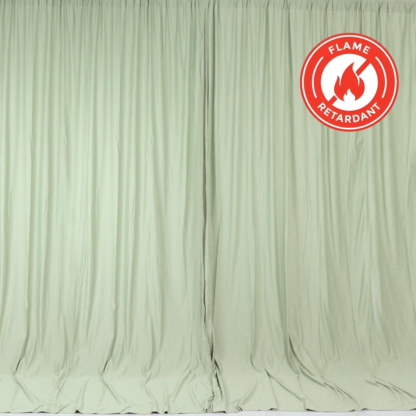 2 Pack Sage Green Scuba Polyester Event Curtain Drapes, Durable Flame Resistant Backdrop Event Panels Wrinkle Free with Rod Pockets - 10ftx10ft