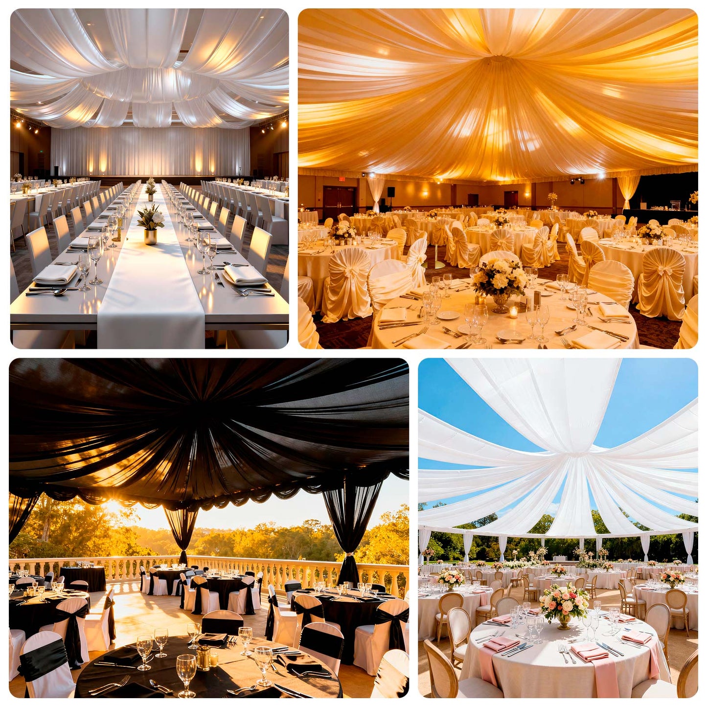 Ivory Spandex Ceiling Drape Panel, 5ft x 32ft â€” Wrinkle-Free 4-Way Stretch Fabric, Extra-Long Curtain for Event Ceiling or Backdrop DÃ©cor