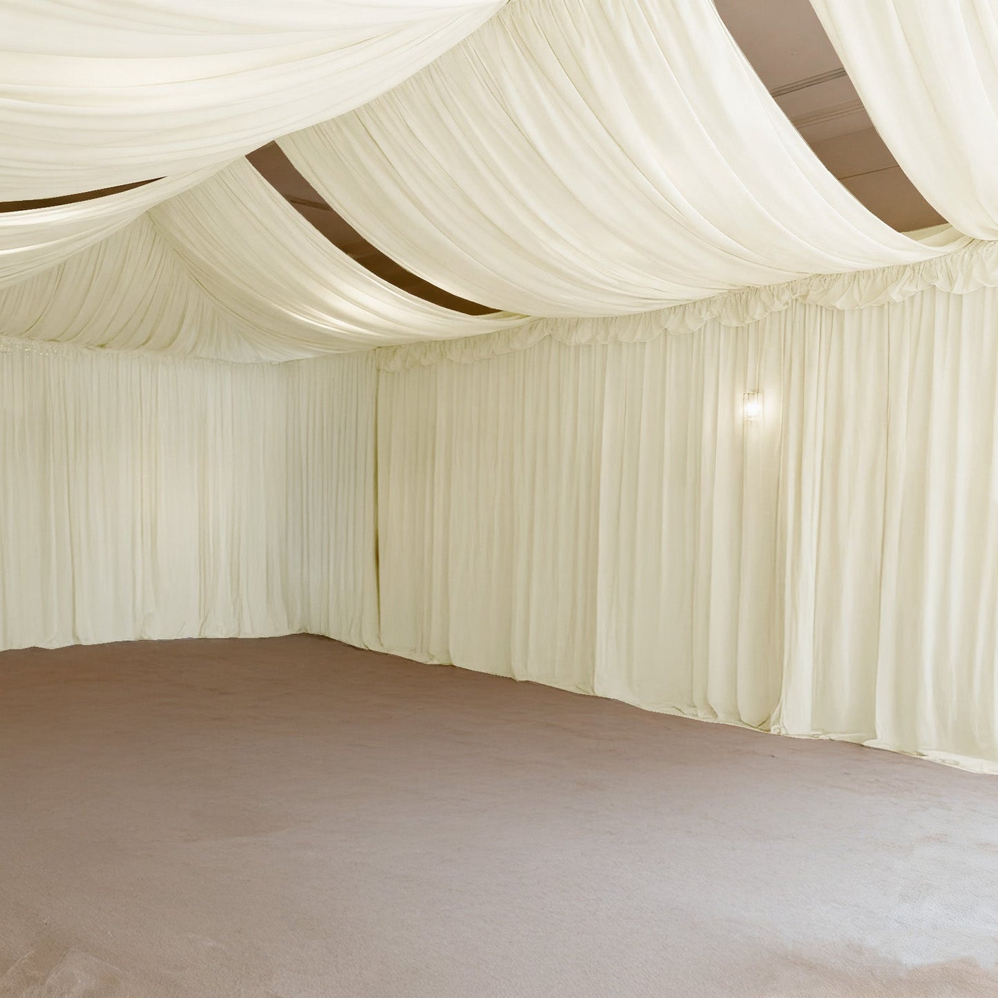 Ivory Spandex Ceiling Drape Panel, 5ft x 32ft â€” Wrinkle-Free 4-Way Stretch Fabric, Extra-Long Curtain for Event Ceiling or Backdrop DÃ©cor