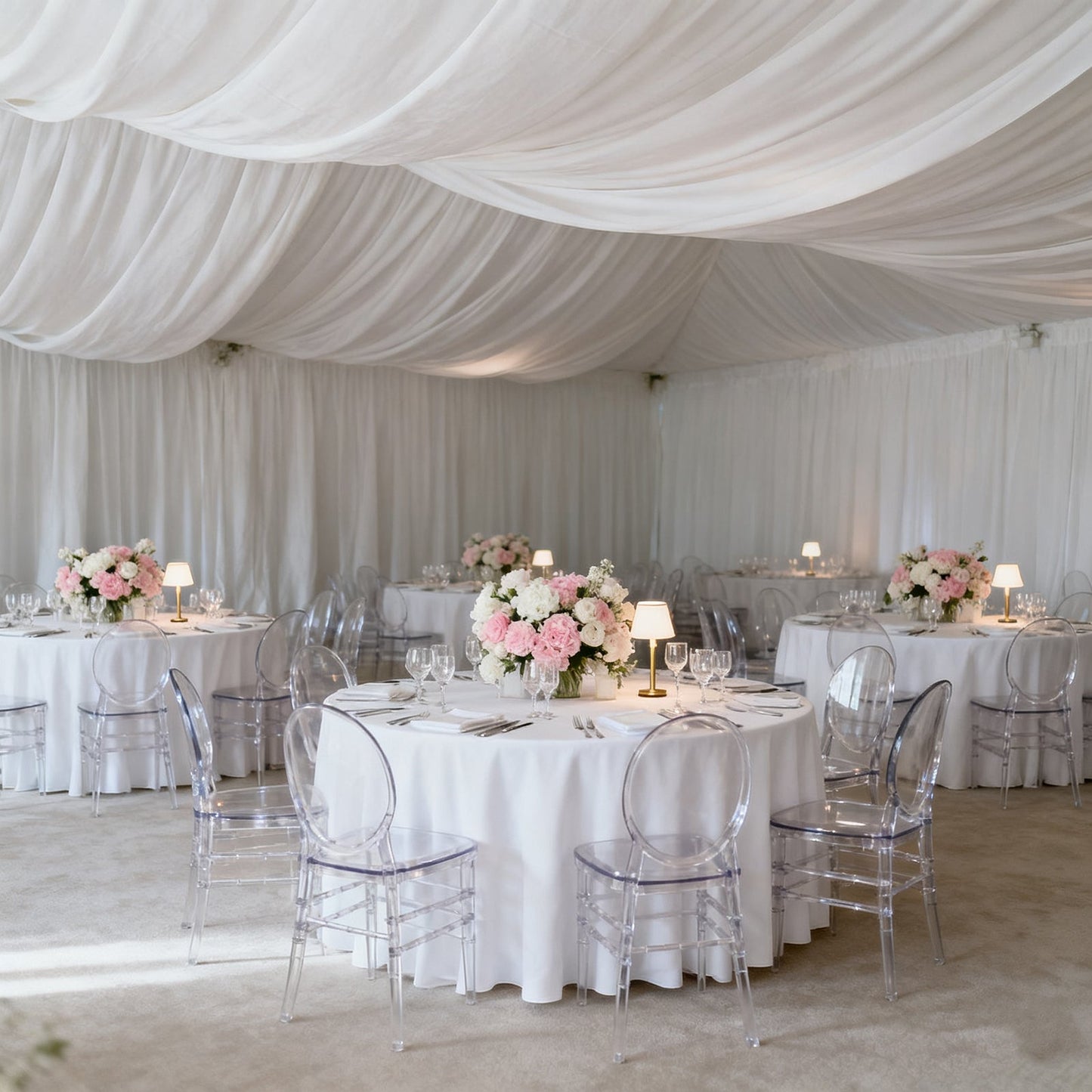 White Spandex Ceiling Drape Panel, 5ft x 32ft â€” Wrinkle-Free 4-Way Stretch Fabric, Extra-Long Curtain for Event Ceiling or Backdrop DÃ©cor