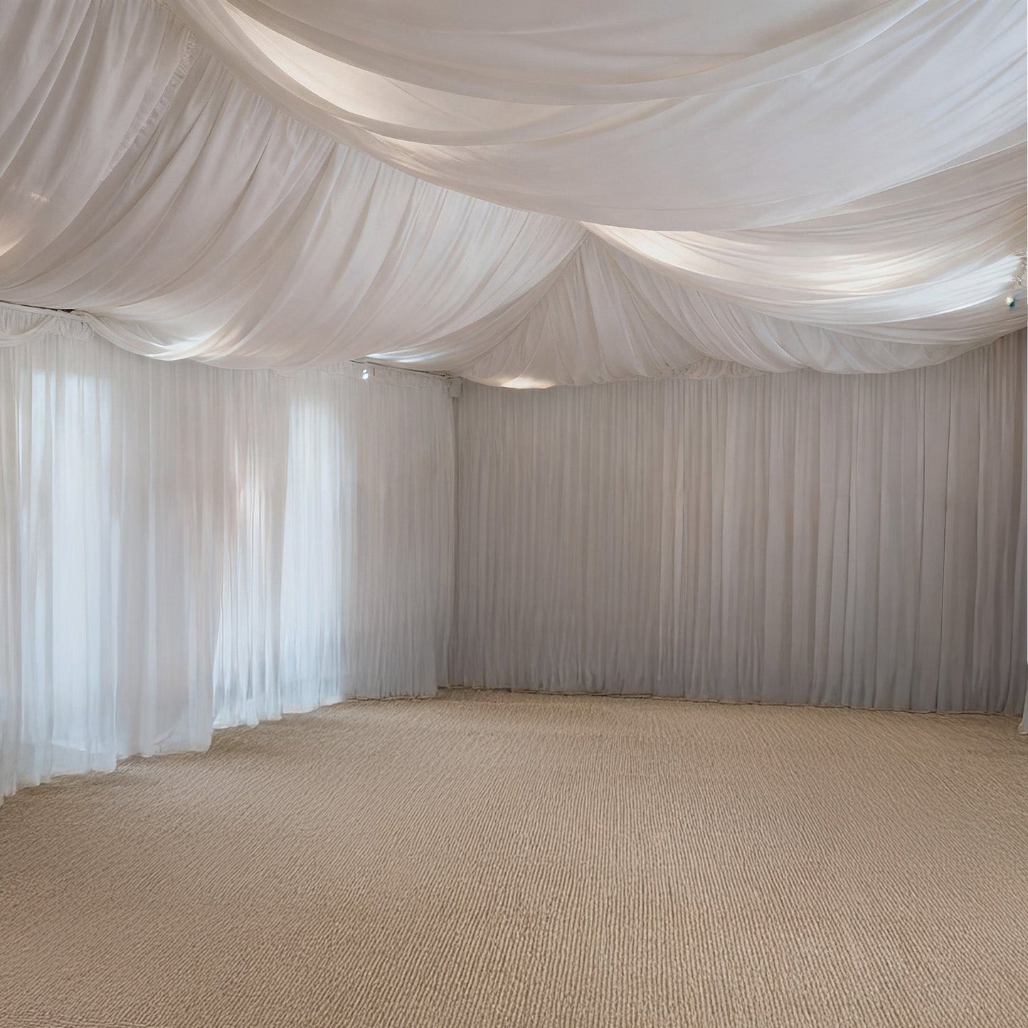 White Spandex Ceiling Drape Panel, 5ft x 32ft â€” Wrinkle-Free 4-Way Stretch Fabric, Extra-Long Curtain for Event Ceiling or Backdrop DÃ©cor