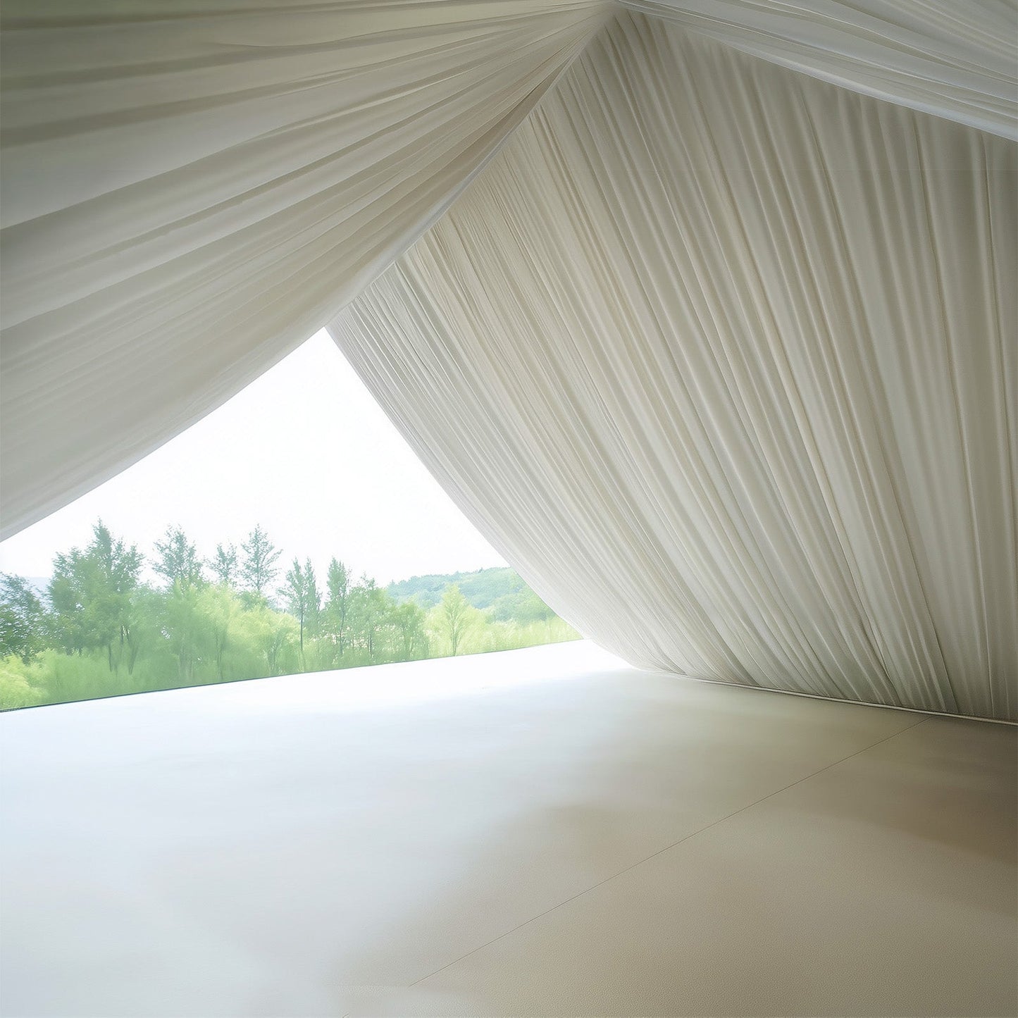 Ivory Stretch Spandex Tent Ceiling Drape â€“ 25ft x 36ft 180GSM Wrinkle-Free Fabric Ceiling Liner with Pole Pockets, Premium