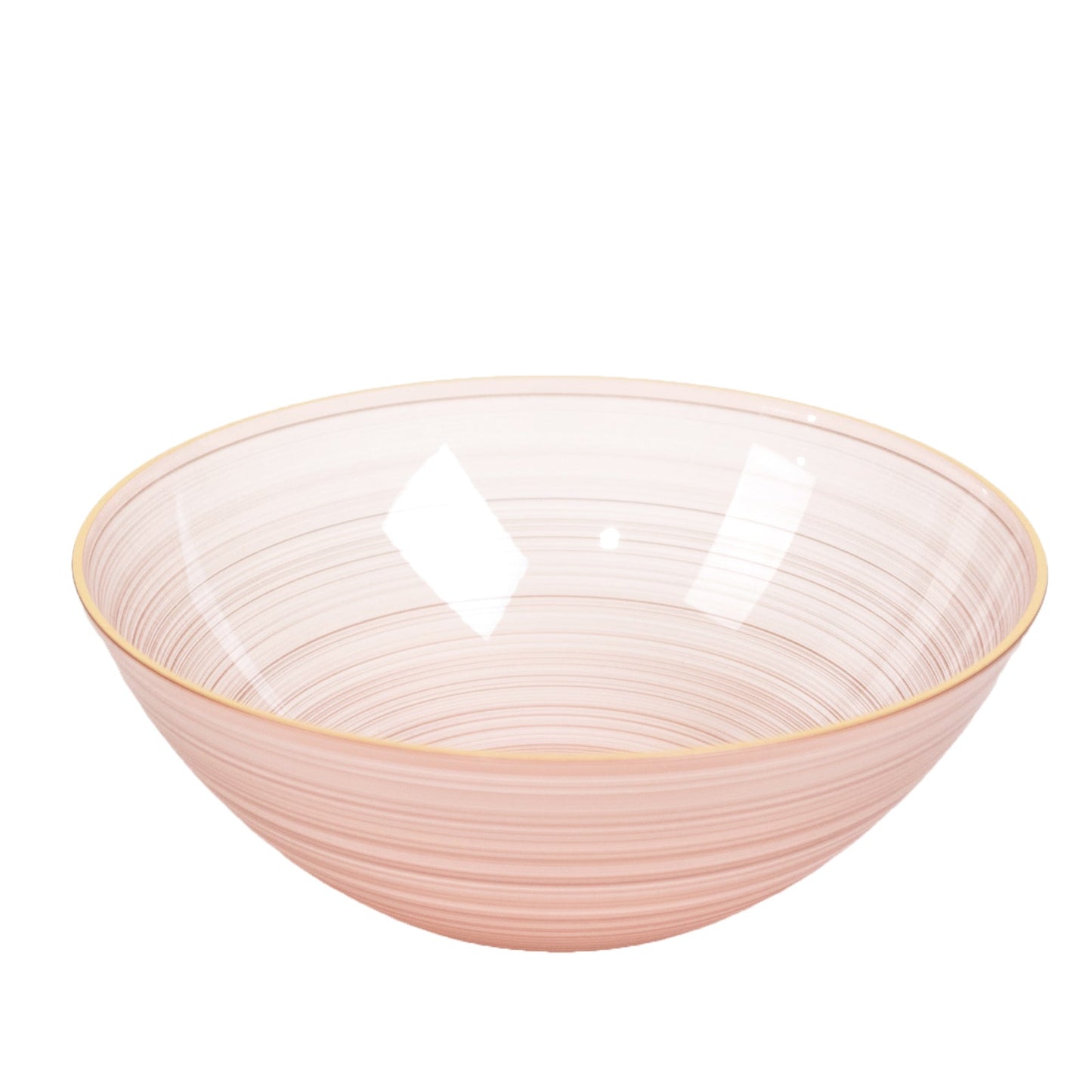20-Pack 16oz Plastic Bowls â€“ Transparent Dusty Rose with Gold Rim, Elegant Crystal-Like Swirl Disposable Bowls