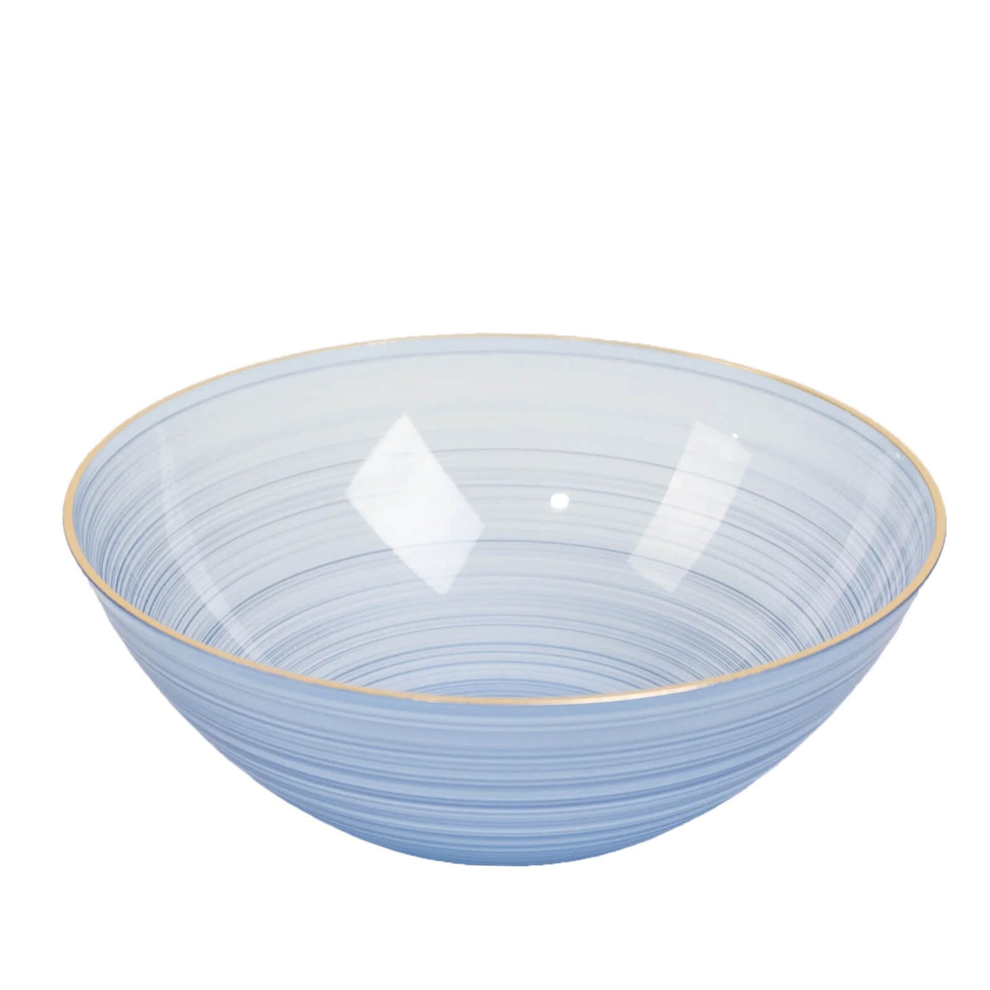 20-Pack 16oz Plastic Bowls â€“ Transparent Dusty Blue with Gold Rim, Elegant Crystal-Like Swirl Disposable Bowls