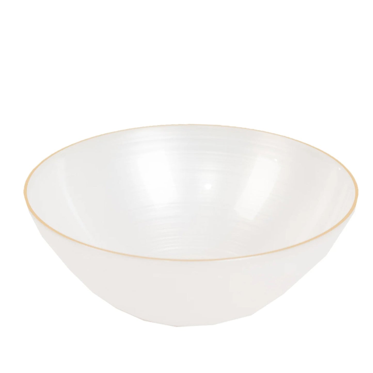 20-Pack 16oz Plastic Bowls â€“ Transparent Pearl White with Gold Rim, Elegant Crystal-Like Swirl Disposable Bowls
