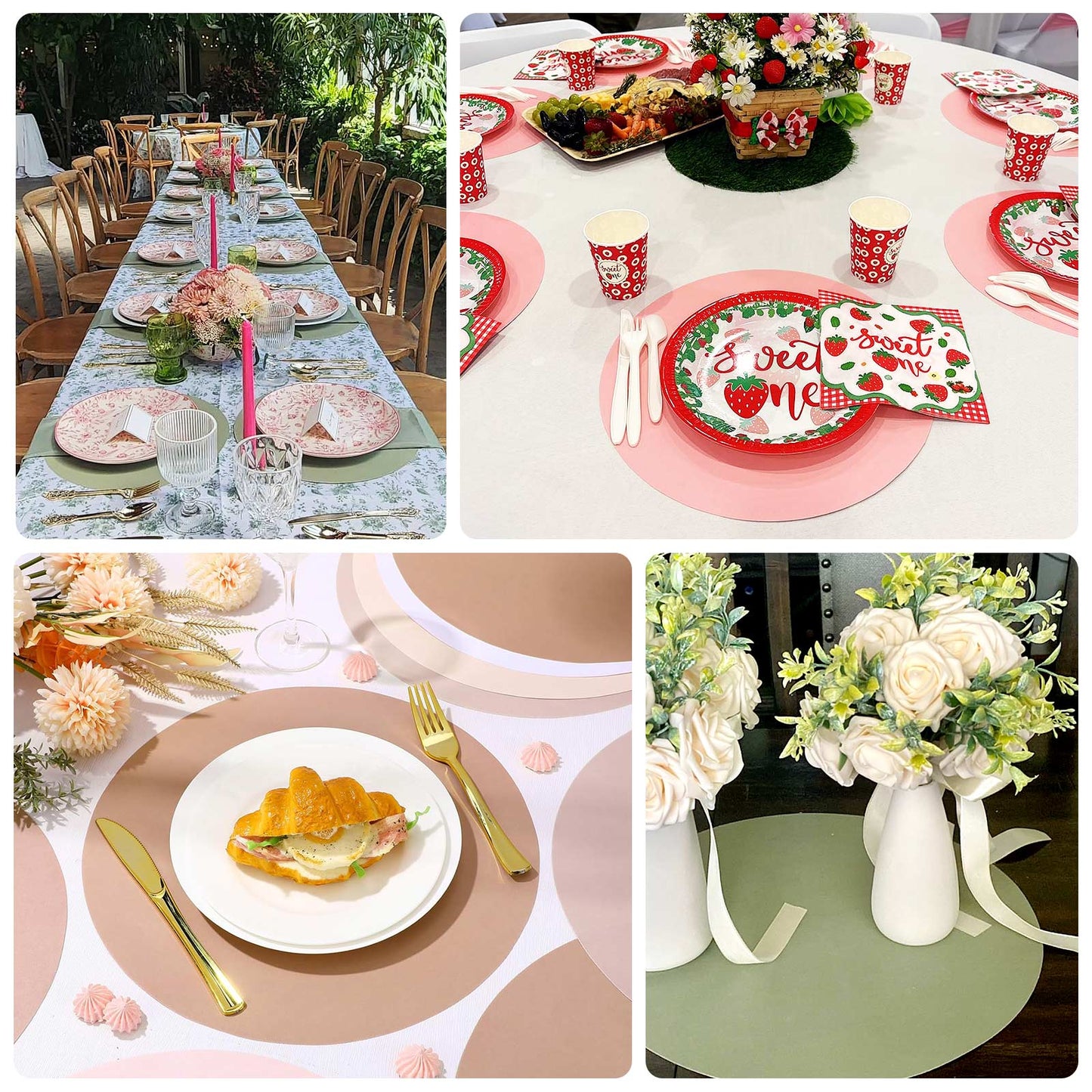 50 Pack 13" Round Disposable Paper Placemats â€“ Pearl White Cardboard Dining Table Mats, 120 GSM