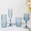 6-Pack Plastic Wedding Toast Flutes Dusty Blue Transparent Crystal Cut Style - Reusable Champagne Glasses 8oz