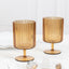 12-Pack Plastic Goblets Amber Gold Vintage Ribbed Pattern Short Stem - Reusable Wine Glasses 12oz