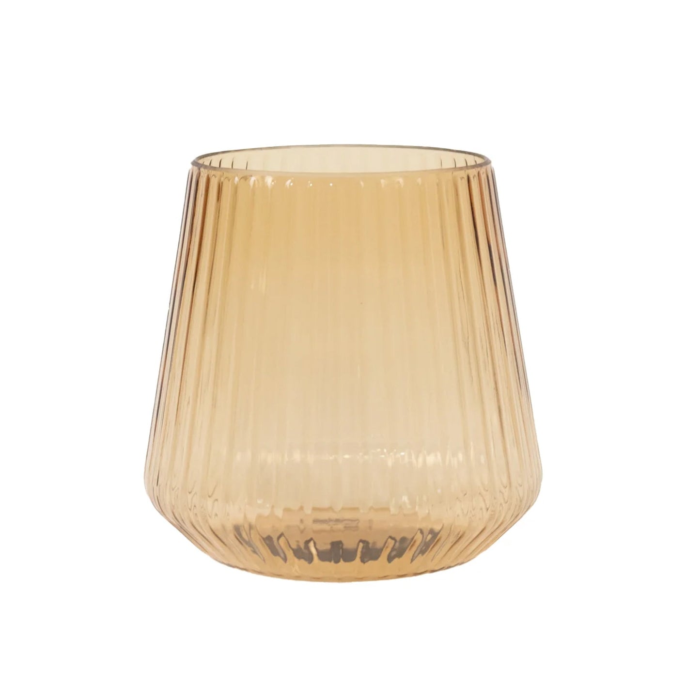 12-Pack Amber Gold Plastic Stemless Wine Glasses â€“ 12oz Ribbed Design, Reusable Shatterproof Cocktail Tumblers