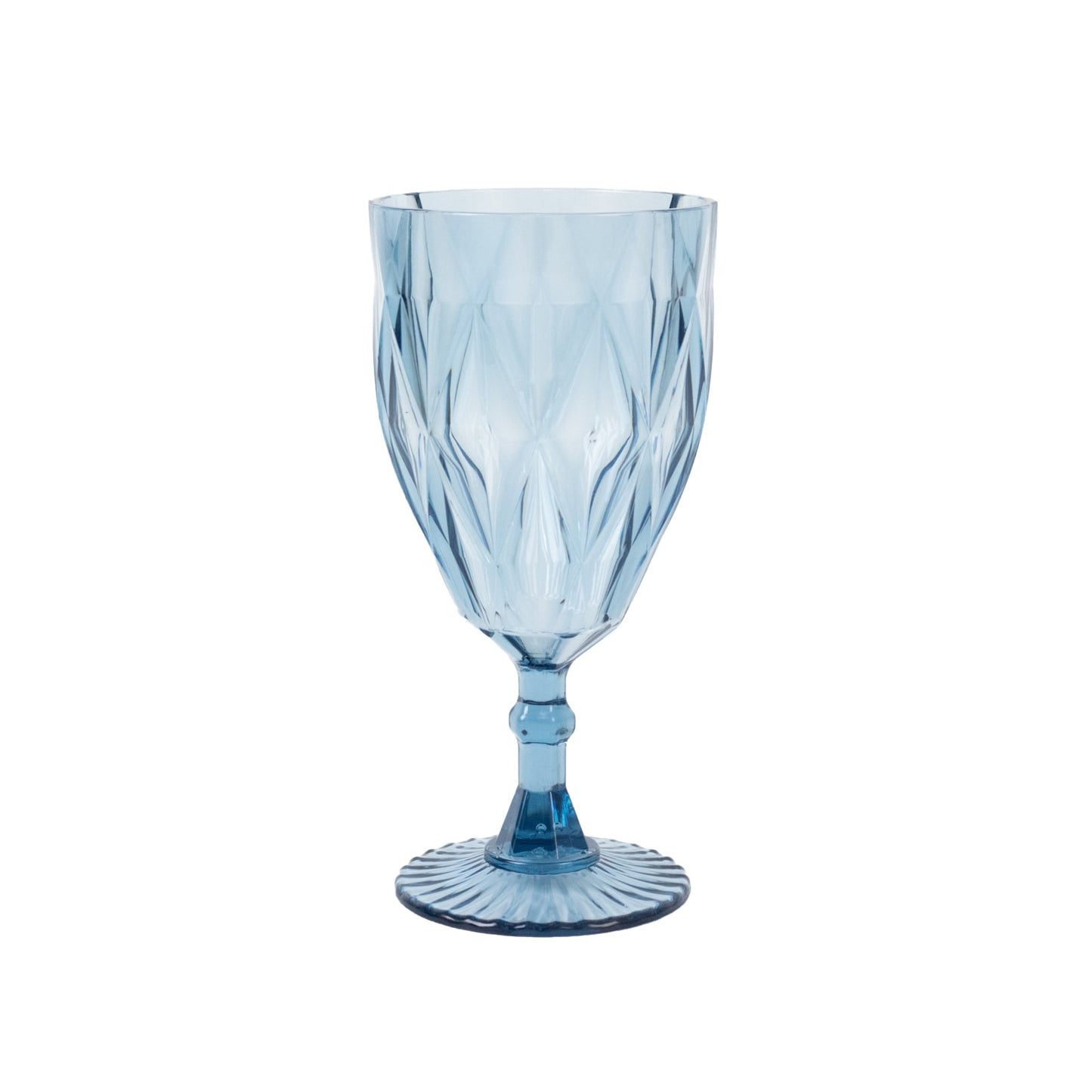 12 Pack Vintage Diamond Cut Plastic Goblets â€“ Dusty Blue 11oz Reusable Wine & Beverage Glasses