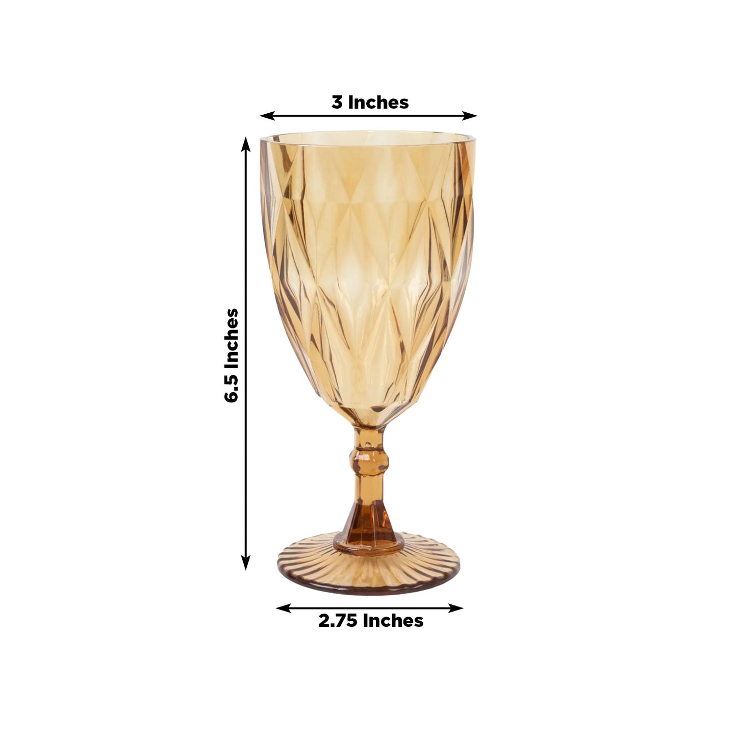 12 Pack Vintage Diamond Cut Plastic Goblets â€“ Amber Gold 11oz Reusable Wine & Beverage Glasses