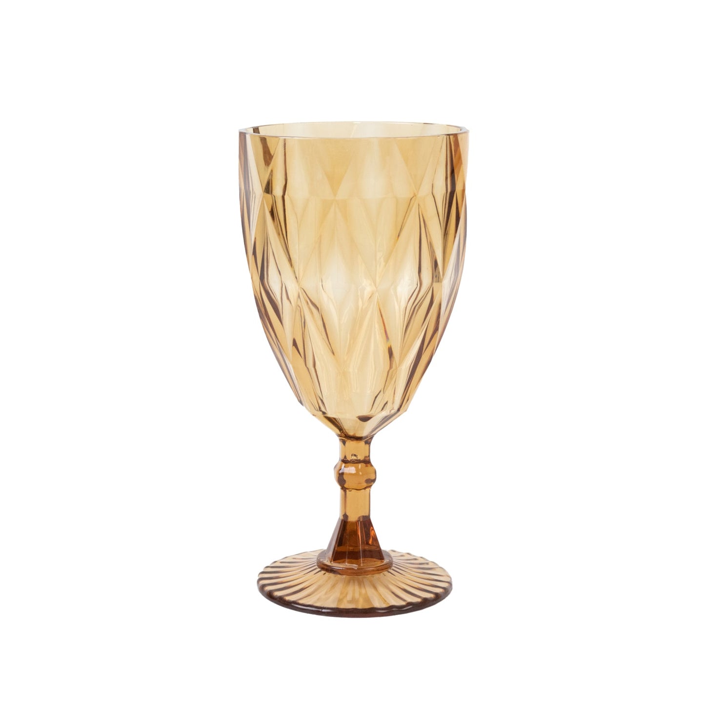 12 Pack Vintage Diamond Cut Plastic Goblets â€“ Amber Gold 11oz Reusable Wine & Beverage Glasses