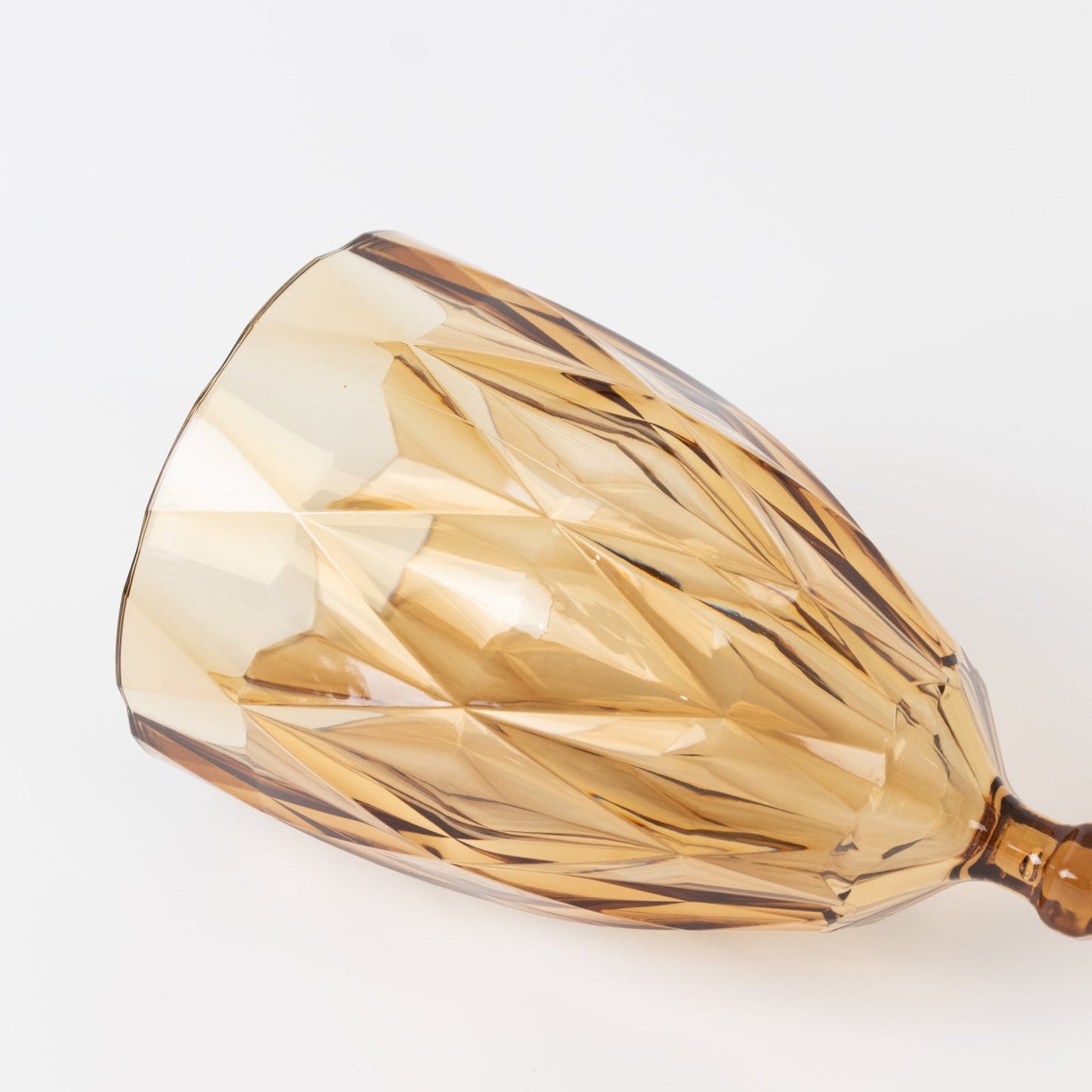 12 Pack Vintage Diamond Cut Plastic Goblets â€“ Amber Gold 11oz Reusable Wine & Beverage Glasses