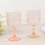 12 Pack Vintage Plastic Wine Goblets â€“ 15oz Reusable Shatterproof Blush Embossed Floral Pattern Drinkware, Decorative Cups