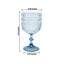 12 Pack Vintage Plastic Wine Goblets â€“ 15oz Reusable Shatterproof Dusty Blue Embossed Floral Pattern Drinkware, Decorative Cups