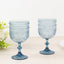 12 Pack Vintage Plastic Wine Goblets â€“ 15oz Reusable Shatterproof Dusty Blue Embossed Floral Pattern Drinkware, Decorative Cups