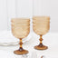 12 Pack Vintage Plastic Wine Goblets â€“ 15oz Reusable Shatterproof Amber Gold Embossed Floral Pattern Drinkware, Decorative Cups