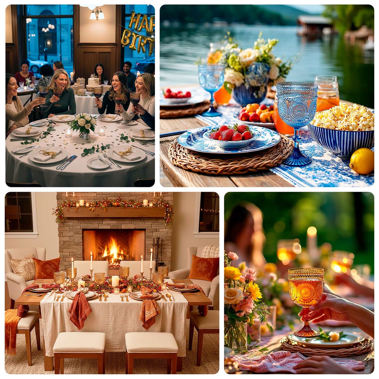 12 Pack Vintage Plastic Wine Goblets â€“ 15oz Reusable Shatterproof Blush Embossed Floral Pattern Drinkware, Decorative Cups