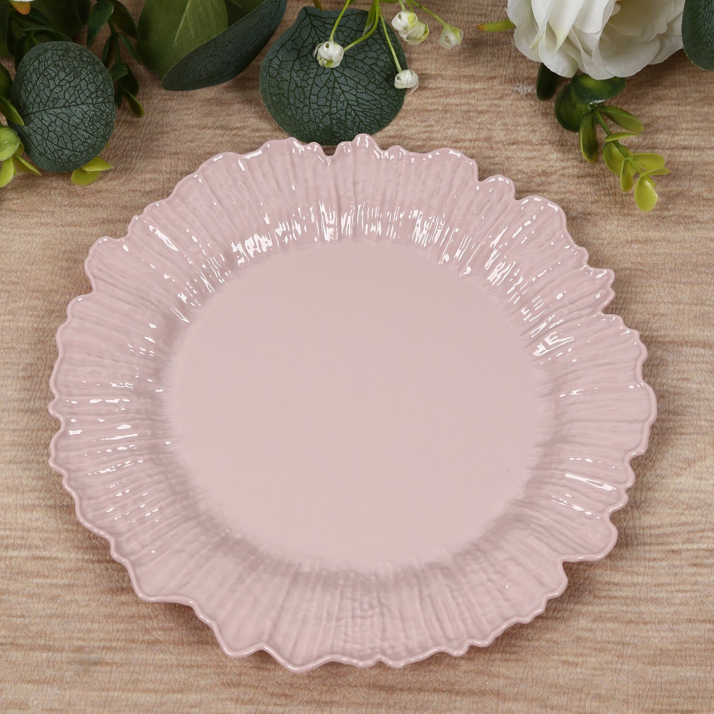 20-Pack 10" Plastic Dinner Plates â€“ Blush Reef Design Party Plates â€“ Elegant Disposable Tableware