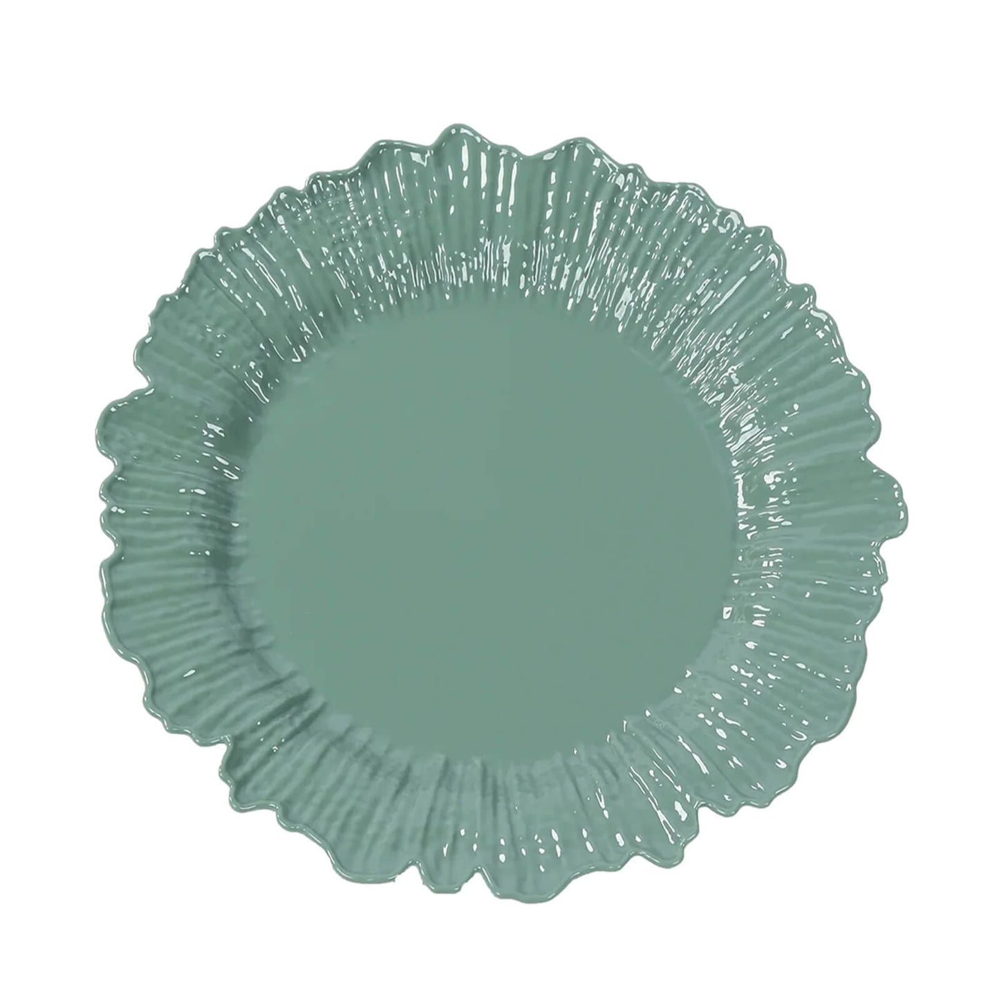 20-Pack 10" Plastic Dinner Plates â€“ Dusty Sage Green Reef Design Party Plates â€“ Elegant Disposable Tableware