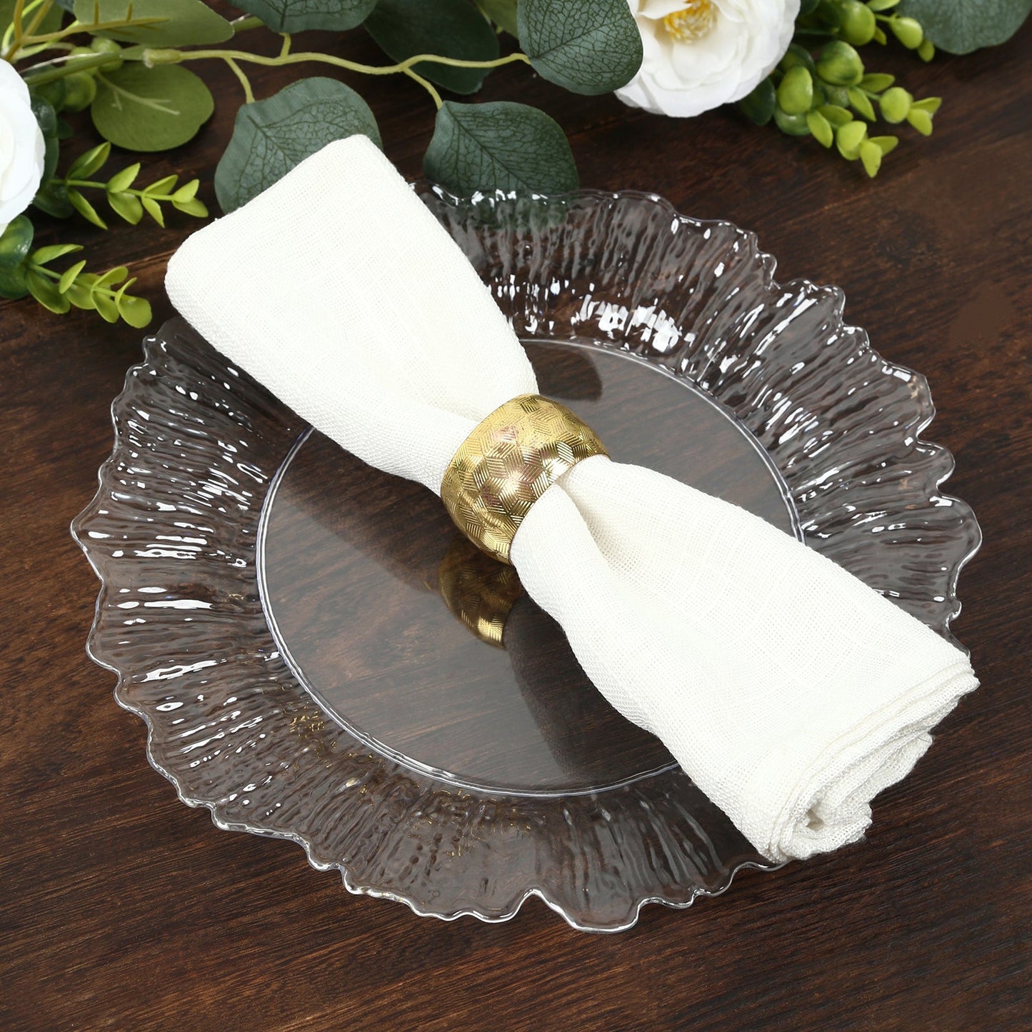 20-Pack 10" Plastic Dinner Plates â€“ Clear Reef Design Party Plates â€“ Elegant Disposable Tableware