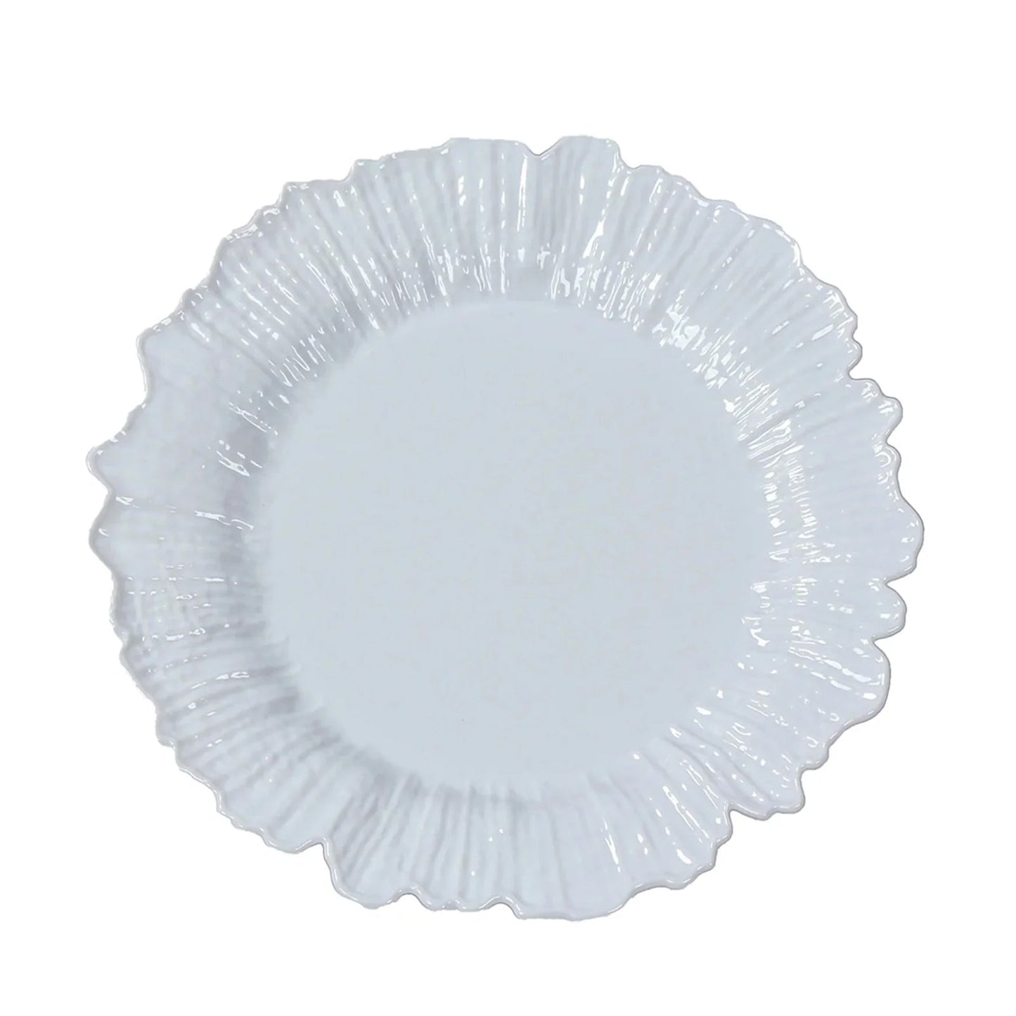 20-Pack 10" Plastic Dinner Plates â€“ White Reef Design Party Plates â€“ Elegant Disposable Tableware