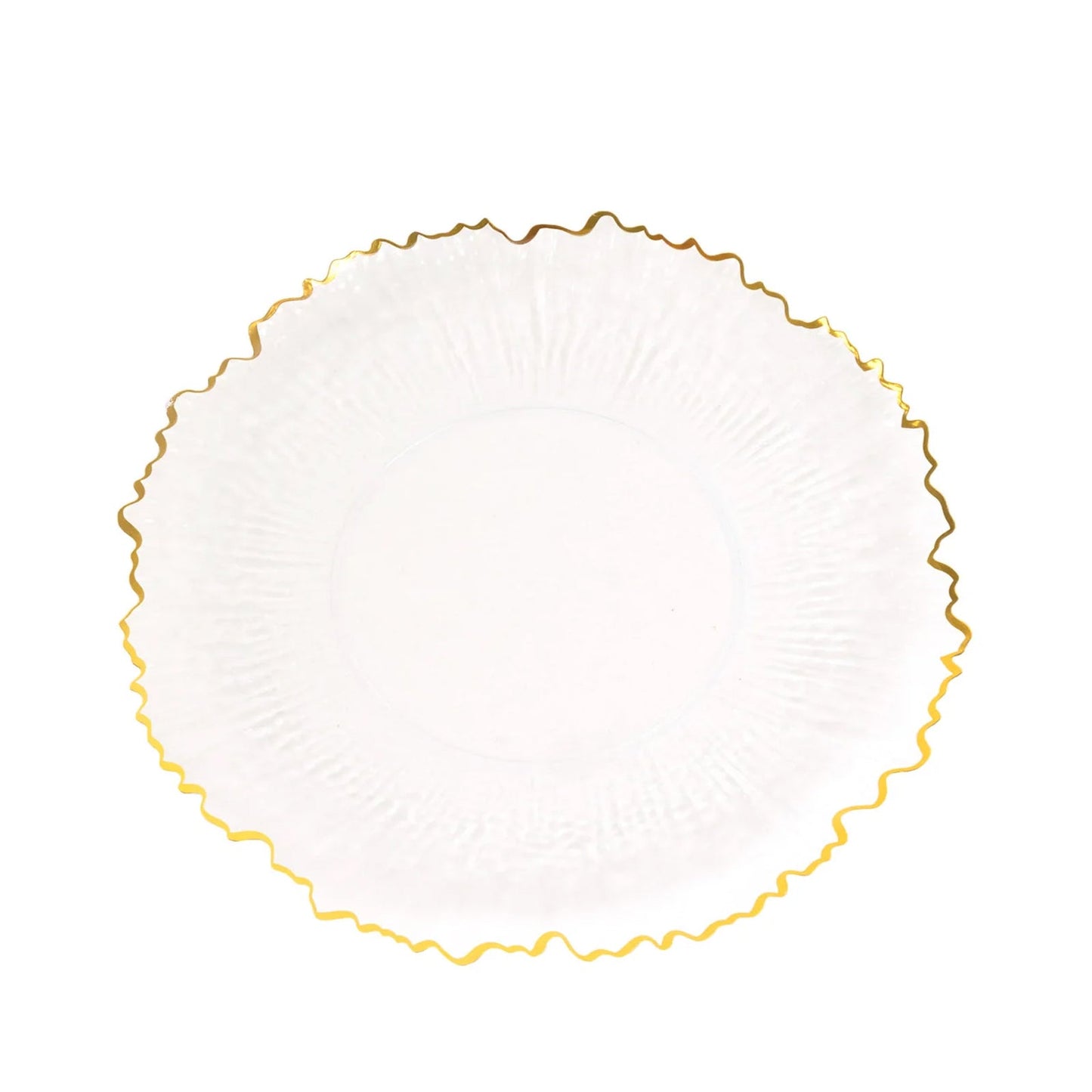 20 Pack 7" Plastic Dessert Plates â€“ Clear Reef Design with Gold Rim, Appetizer and Salad Party Plates â€“ Elegant Disposable Tableware