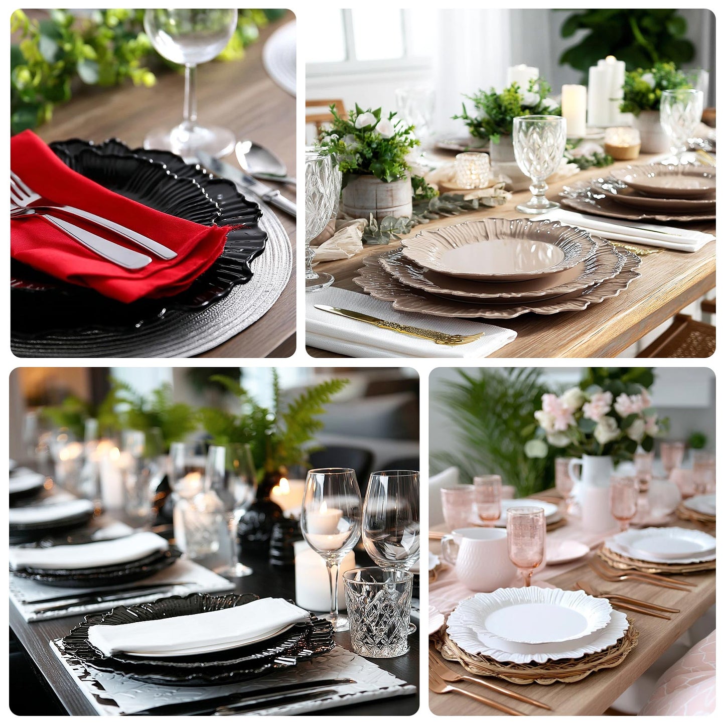 20-Pack 10" Plastic Dinner Plates â€“ Blush Reef Design Party Plates â€“ Elegant Disposable Tableware