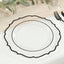 10-Pack Plastic 10" Round Dinner Plates in Clear with Black Scalloped Rim - Disposable Party Plates