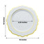 10-Pack Plastic 10" Round Dinner Plates in White with Gold Scalloped Rim - Disposable Party Plates for Chic Banquets & Special Occasions
