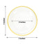 10-Pack Plastic 7" Round Appetizer Plates in Clear with Gold Rim - Sleek Disposable Salad Plates for Banquets & Special Occasions