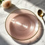 20-Pack 10" Plastic Dinner Plates, Round Transparent Dusty Rose Swirl with Gold Rim â€“ Crystal-Like Elegant Party Plates