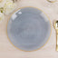 20-Pack 10" Plastic Dinner Plates, Round Transparent Dusty Blue Swirl with Gold Rim â€“ Crystal-Like Elegant Party Plates
