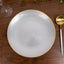 20-Pack 10" Plastic Dinner Plates, Round Transparent Pearl White Swirl with Gold Rim â€“ Crystal-Like Elegant Party Plates