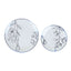 Set of 20 Plastic Round Dinner and Dessert Plates in White with Metallic Blue Floral Design - Stylish Disposable Dinnerware 8", 10"